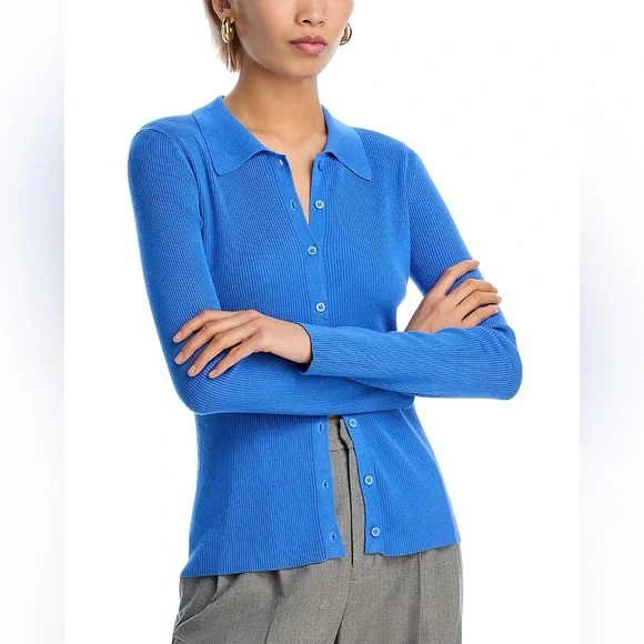 French Connection Nadina Collared Knit Cardigan in Ultramarine sz S - Picture 3 of 8